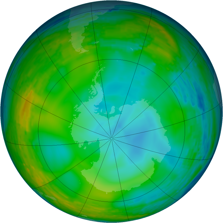 Antarctic ozone map for 22 July 1993